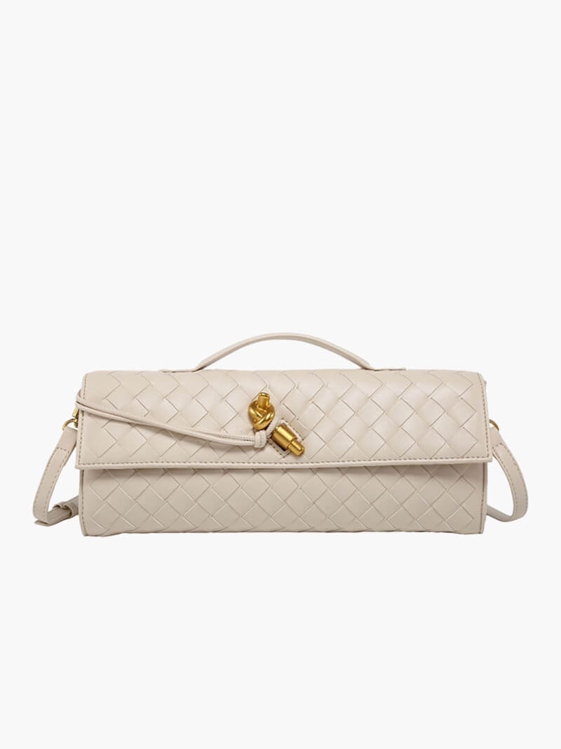 Luxe Woven Handbag - Elegance with Gold Closure