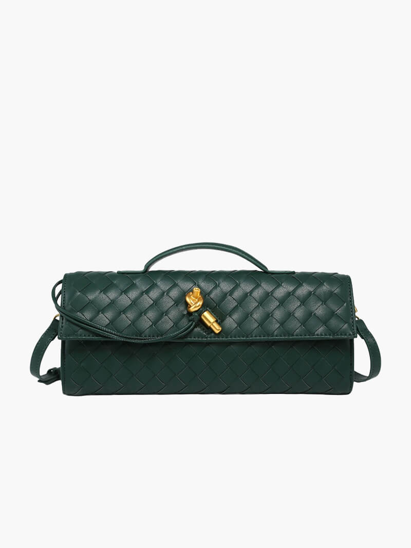 Luxe Woven Handbag - Elegance with Gold Closure