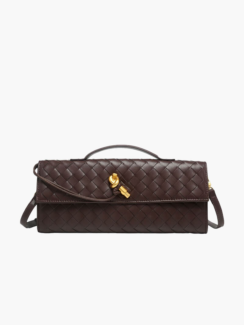 Luxe Woven Handbag - Elegance with Gold Closure