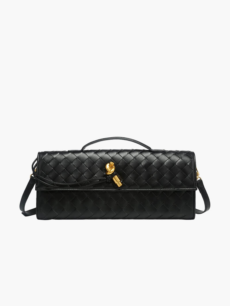 Luxe Woven Handbag - Elegance with Gold Closure