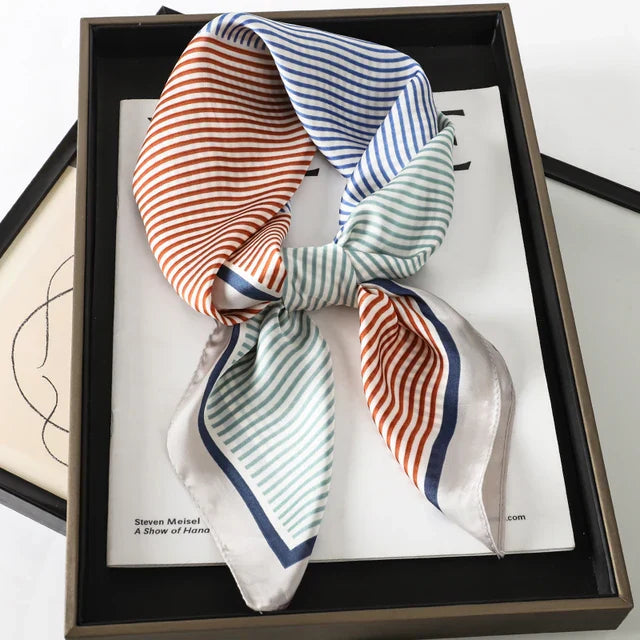 Silk Scarf - Luxury Satin Accessory | Check Pattern