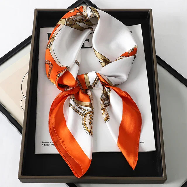 Silk Scarf - Luxury Satin Accessory | Check Pattern