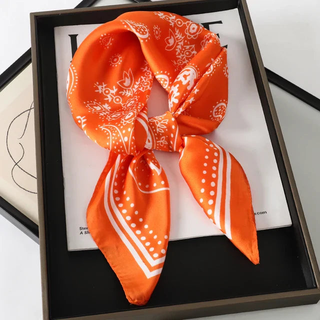 Silk Scarf - Luxury Satin Accessory | Check Pattern