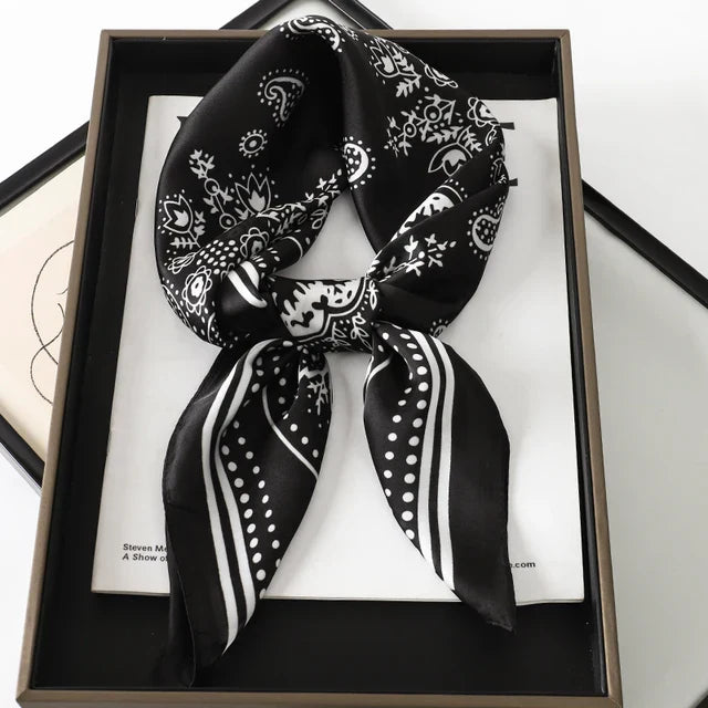 Silk Scarf - Luxury Satin Accessory | Check Pattern