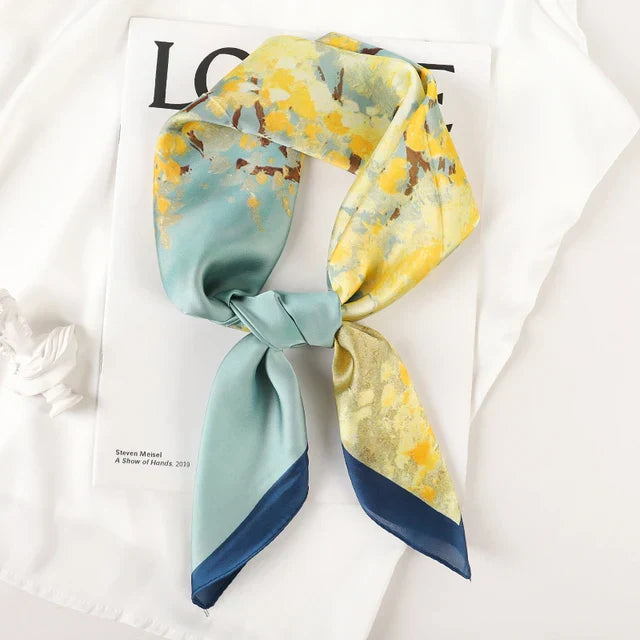 Silk Scarf - Luxury Satin Accessory | Check Pattern