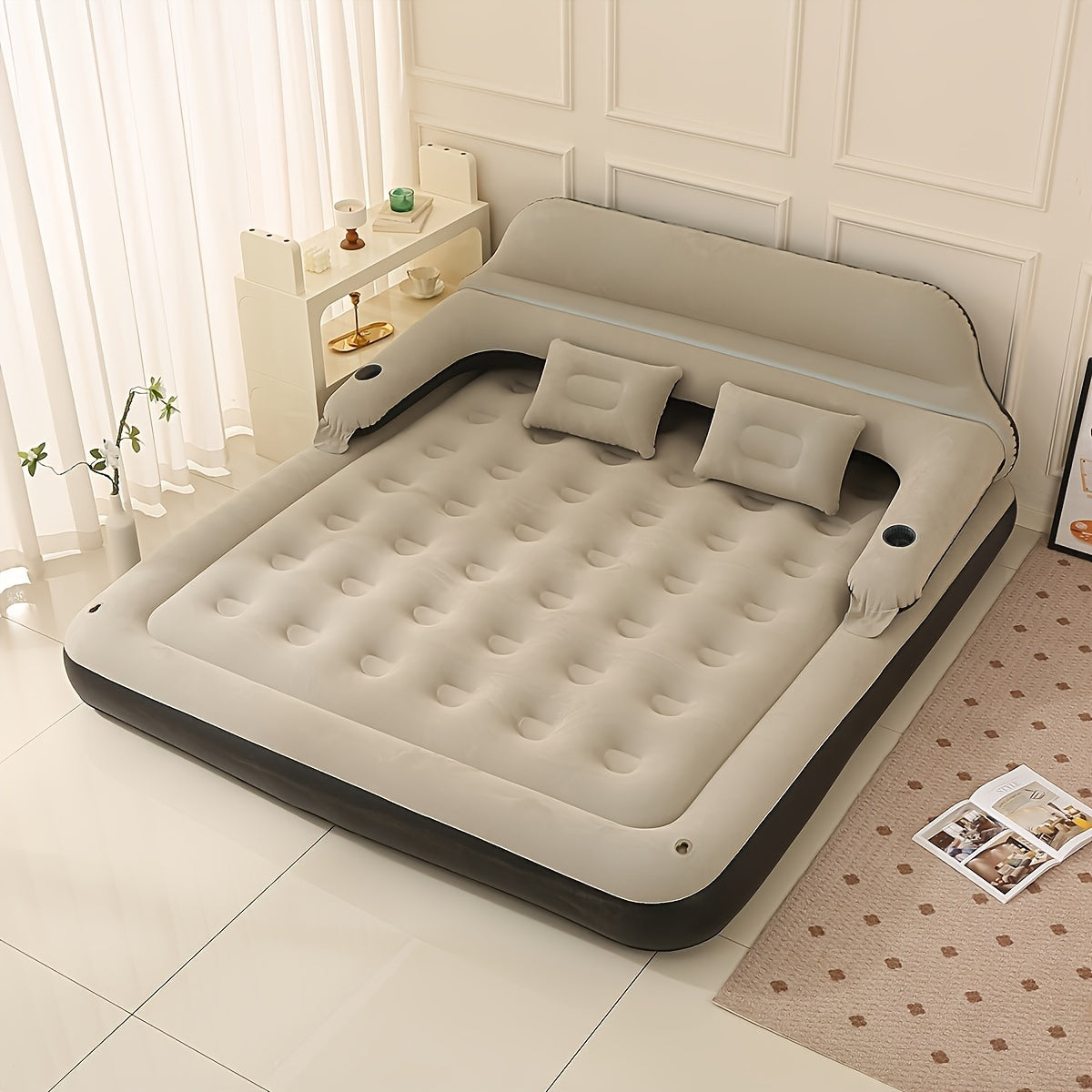 Deluxe Air Bed with Pump & Backrest | Includes Cushions