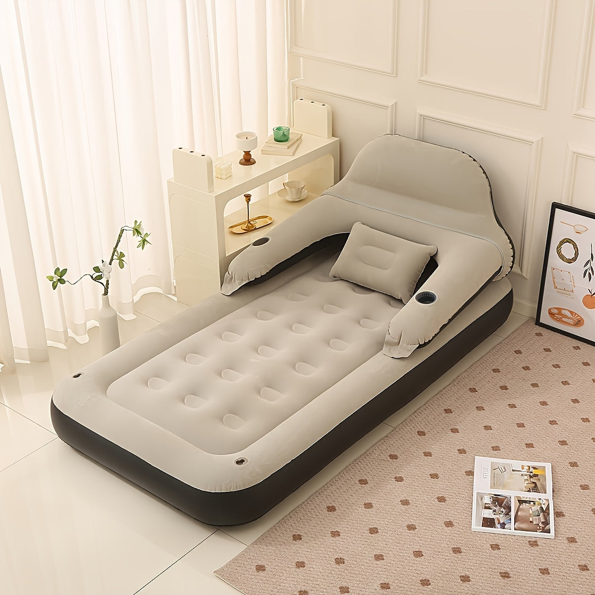 Deluxe Air Bed with Pump & Backrest | Includes Cushions
