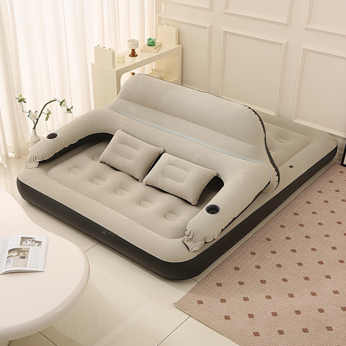 Deluxe Air Bed with Pump & Backrest | Includes Cushions