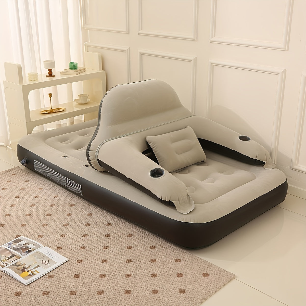 Deluxe Air Bed with Pump & Backrest | Includes Cushions