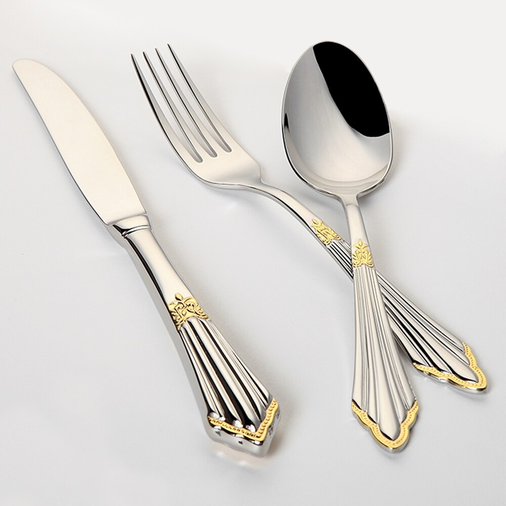 24- or 48-piece Stainless Steel Cutlery Set with Gold Finish – GlowCut