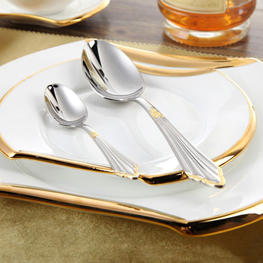 24- or 48-piece Stainless Steel Cutlery Set with Gold Finish – GlowCut