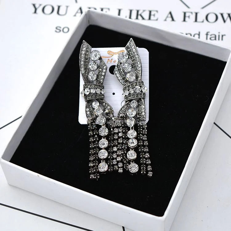 Iridescent Drop Earrings with Bow – Annelise