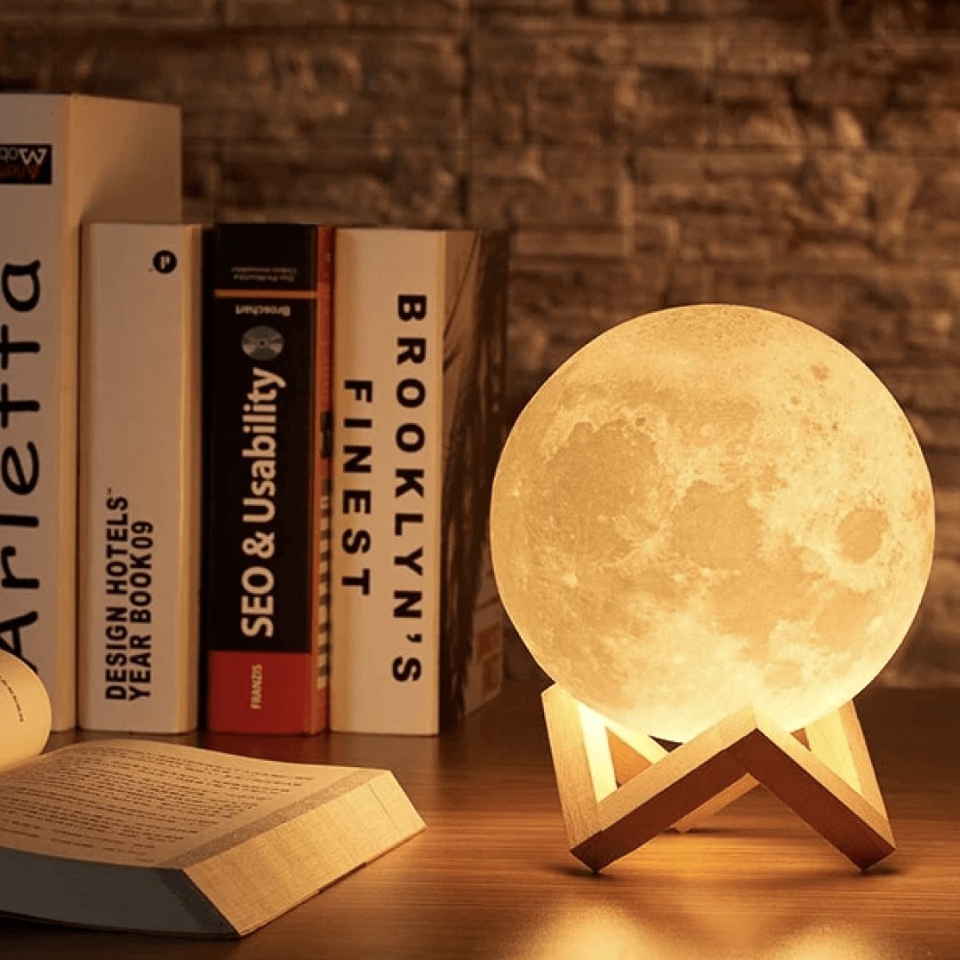 Magical Moon Lamp - Wireless Touch Control | Wooden Stand
