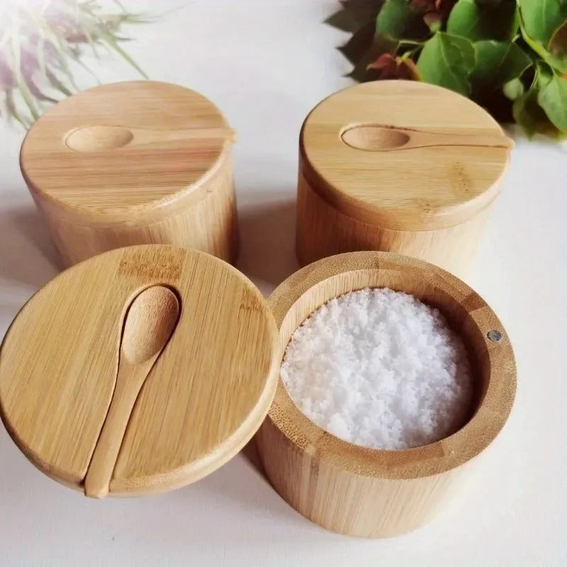 Bamboo Spice Jar with Lid and Spoon - Nomi
