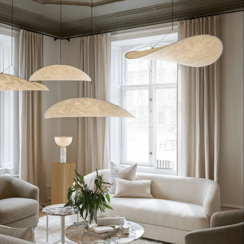 Japandi Style Lamp | Luxurious Silk Fabrics | Soft Warm Glow | Elegant Modern Appearance | Eco-Friendly and Sustainable | Suitable for Living Room, Bedroom, Dining Room, Kitchen | Replaceable LED Lighting