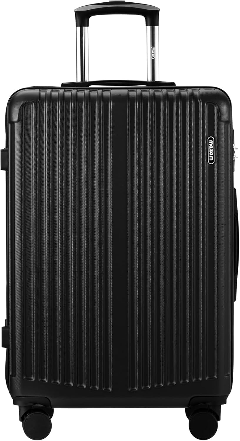 Large 28" Hard Shell Suitcase with 360° Wheels and TSA Lock – Black Striped