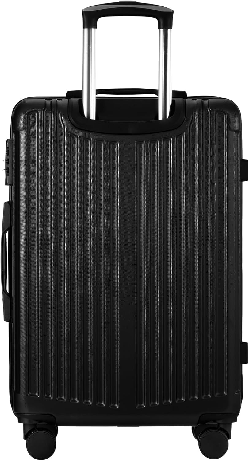 Large 28" Hard Shell Suitcase with 360° Wheels and TSA Lock – Black Striped