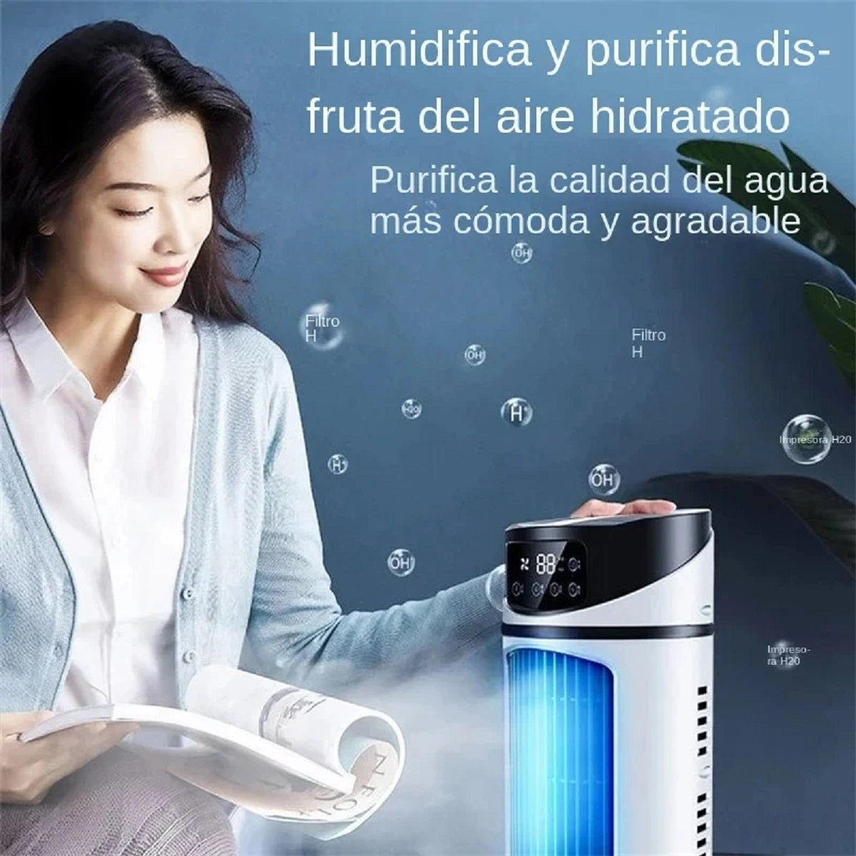 Mini Portable Air Conditioner – 3-in-1 Fan, Air Cooler & Humidifier with USB, 6 Speeds & Night Light