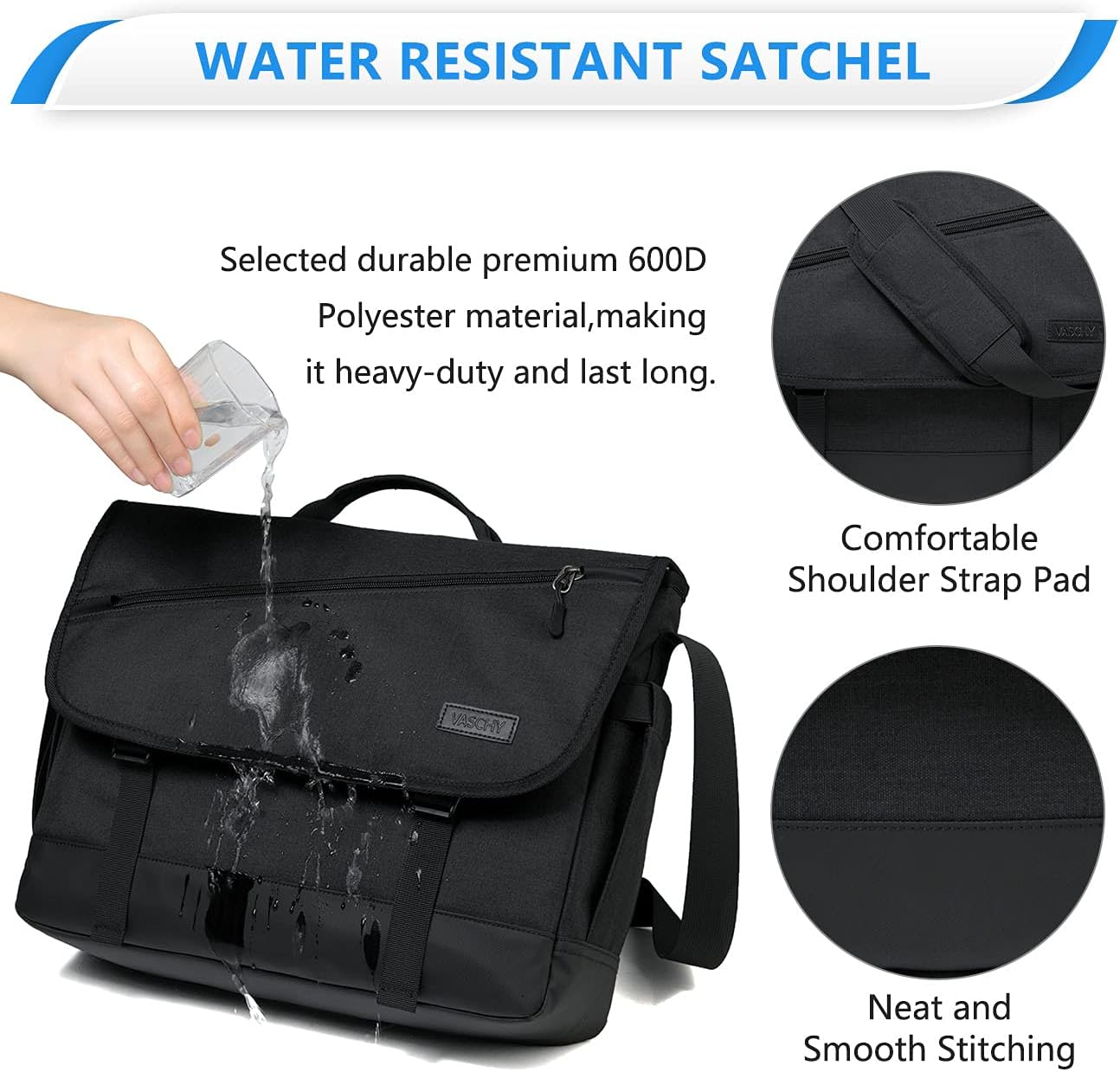 Water-Resistant Laptop Messenger Bag with Adjustable Strap – WorkMate Series
