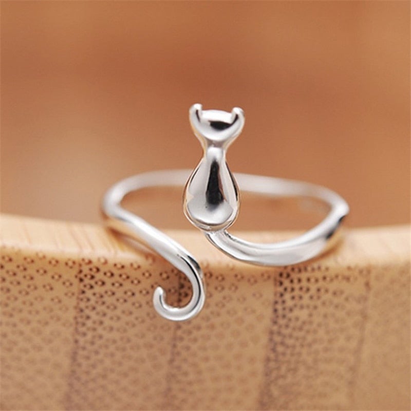 Cat Ring | Midnight Cat Silver Ring