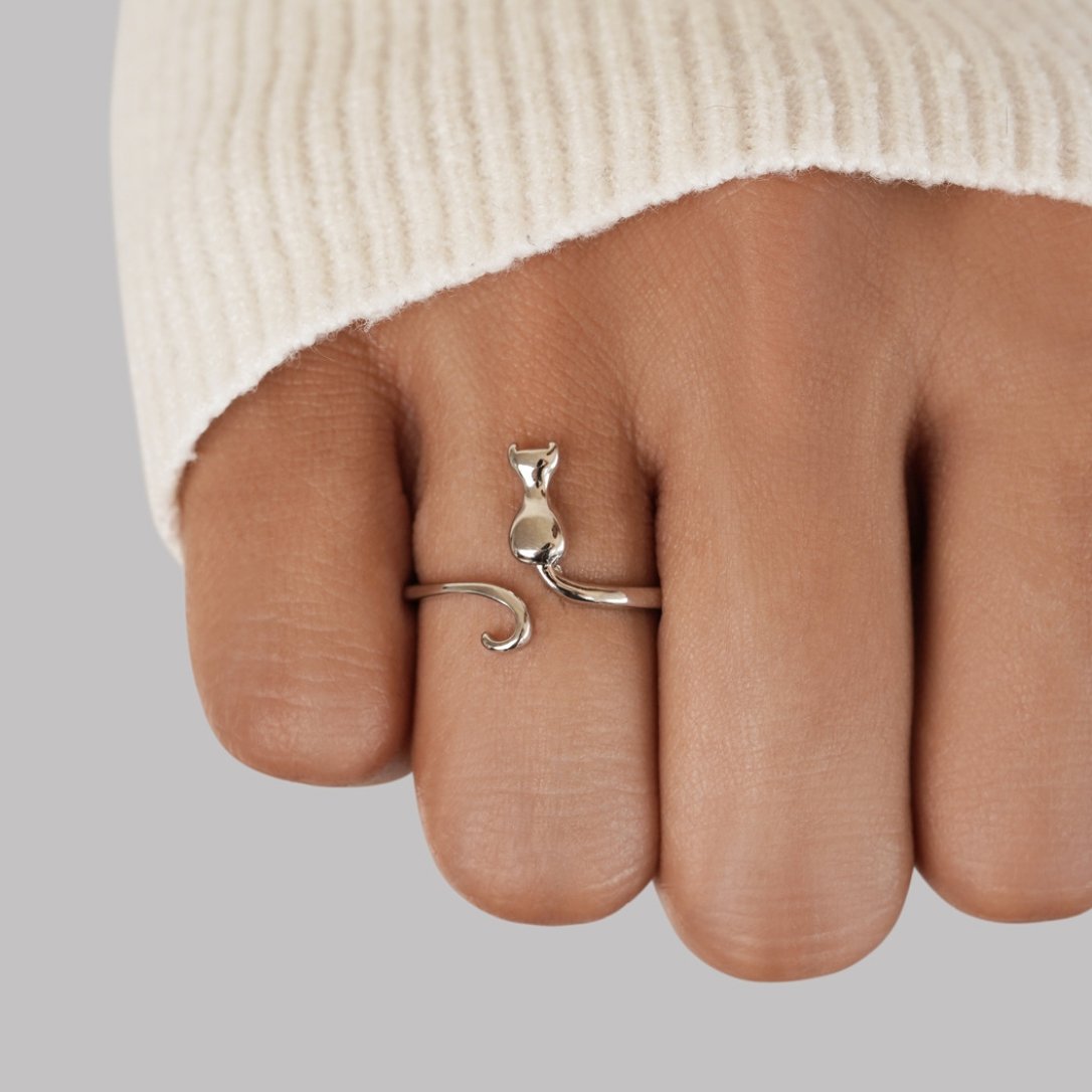 Cat Ring | Midnight Cat Silver Ring