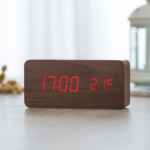 Minimalist Digital LED Alarm Clock with Voice Control