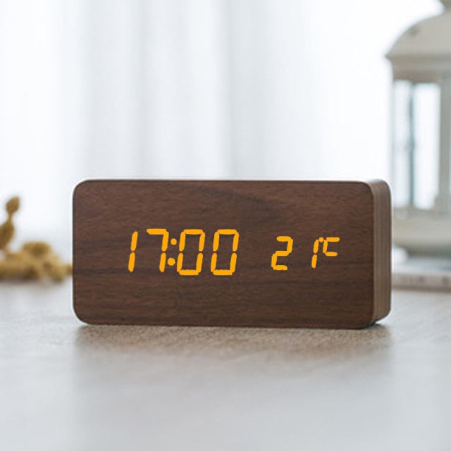 Minimalist Digital LED Alarm Clock with Voice Control