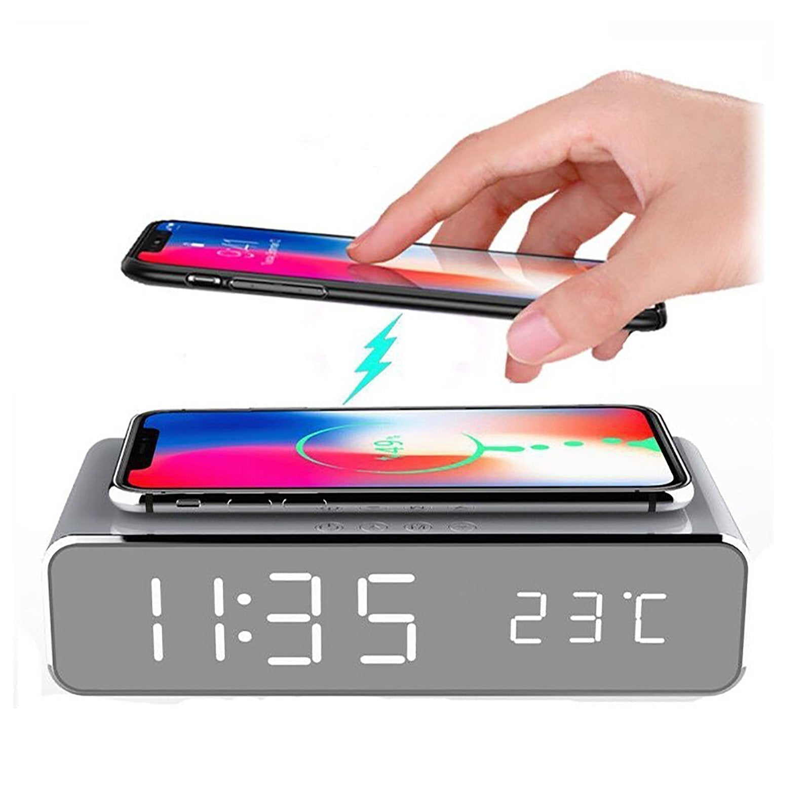 Wireless Charging Clock | LED Display & Temperature Display