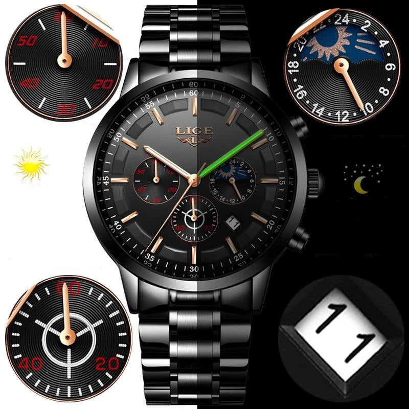 Military Black Steel Watch | Stylish and Durable Men's Watch