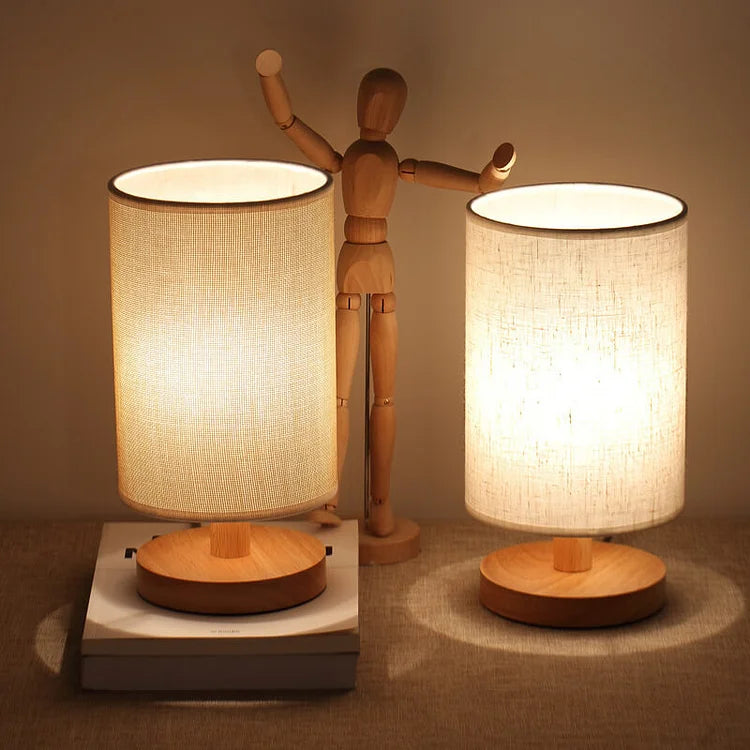 Modern Wooden Nightstand Lamp | Dimmable & Remote Control
