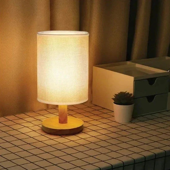 Modern Wooden Nightstand Lamp | Dimmable & Remote Control