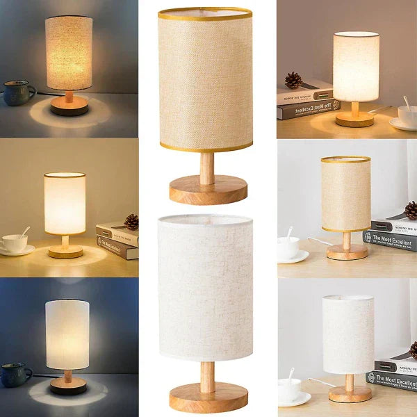 Modern Wooden Nightstand Lamp | Dimmable & Remote Control