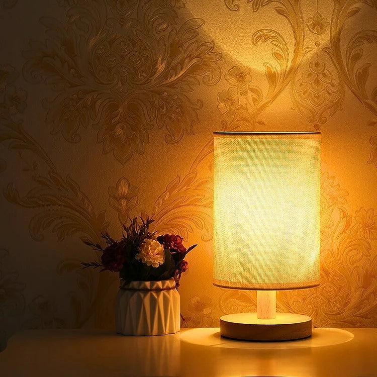 Modern Wooden Nightstand Lamp | Dimmable & Remote Control