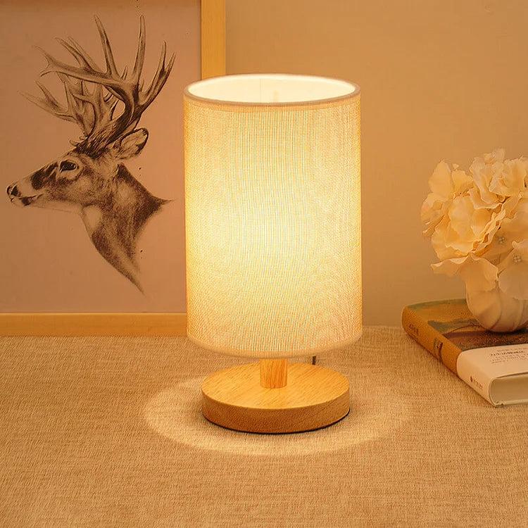 Modern Wooden Nightstand Lamp | Dimmable & Remote Control