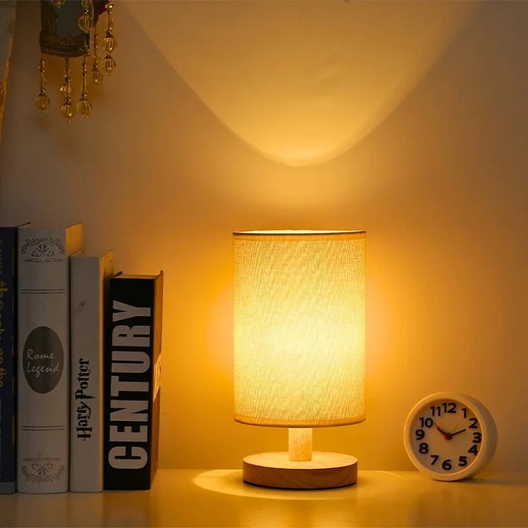 Modern Wooden Nightstand Lamp | Dimmable & Remote Control