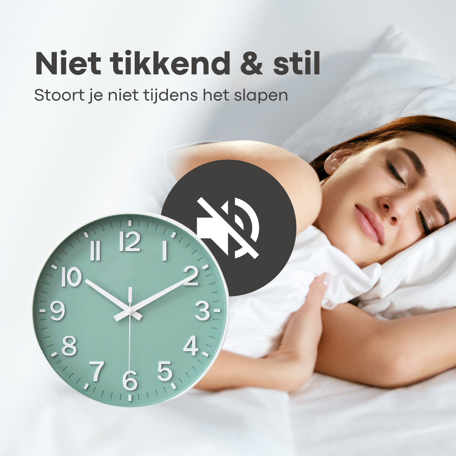 Modern Silent Wall Clock - Large Numbers | Diameter 30 cm
