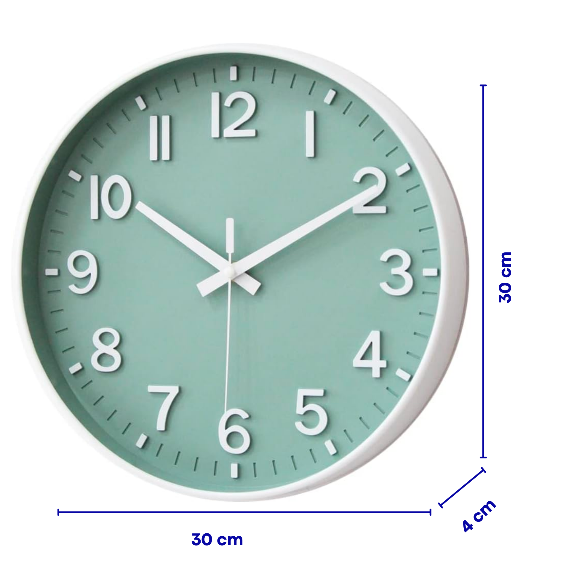 Modern Silent Wall Clock - Large Numbers | Diameter 30 cm