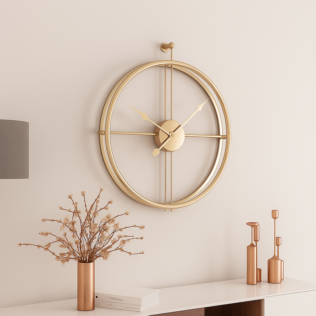 Vermilion Wall Clock | Silent Style | Black/Grey Design – 55/60 cm