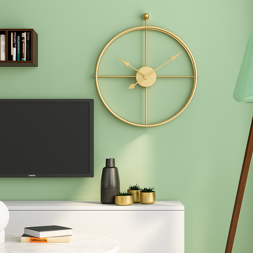 Vermilion Wall Clock | Silent Style | Black/Grey Design – 55/60 cm