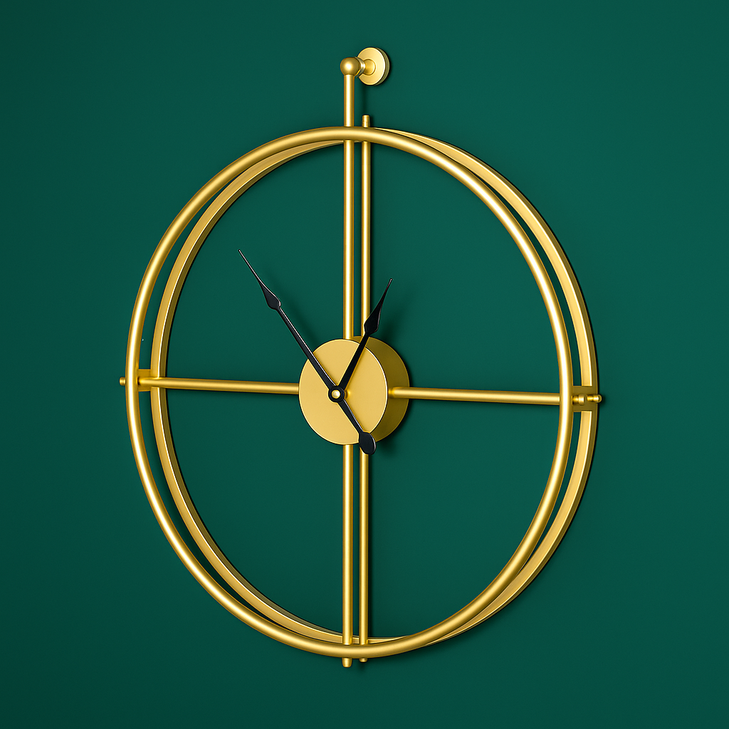 Vermilion Wall Clock | Silent Style | Black/Grey Design – 55/60 cm