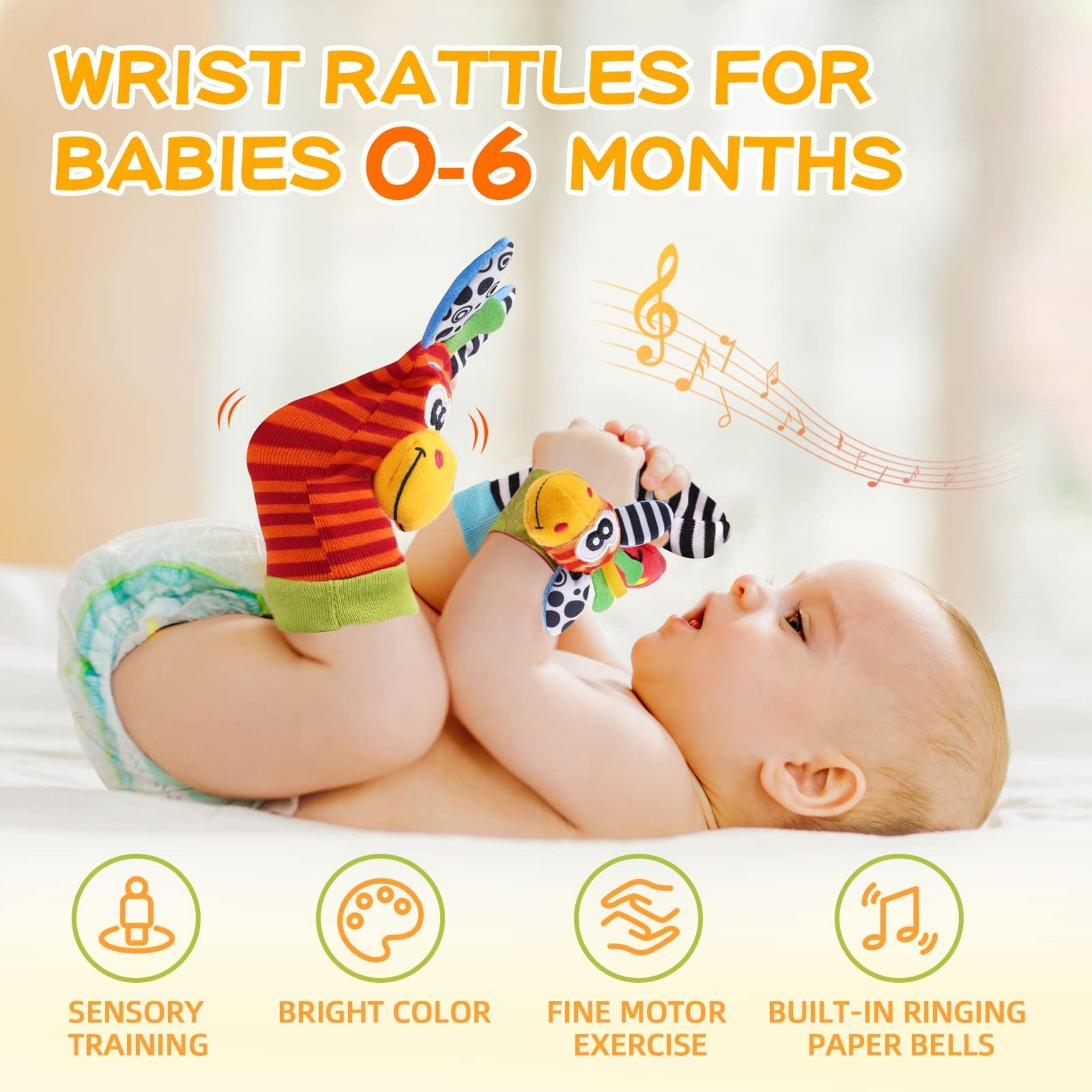 Baby Rattle Socks Set - Soft and Musical