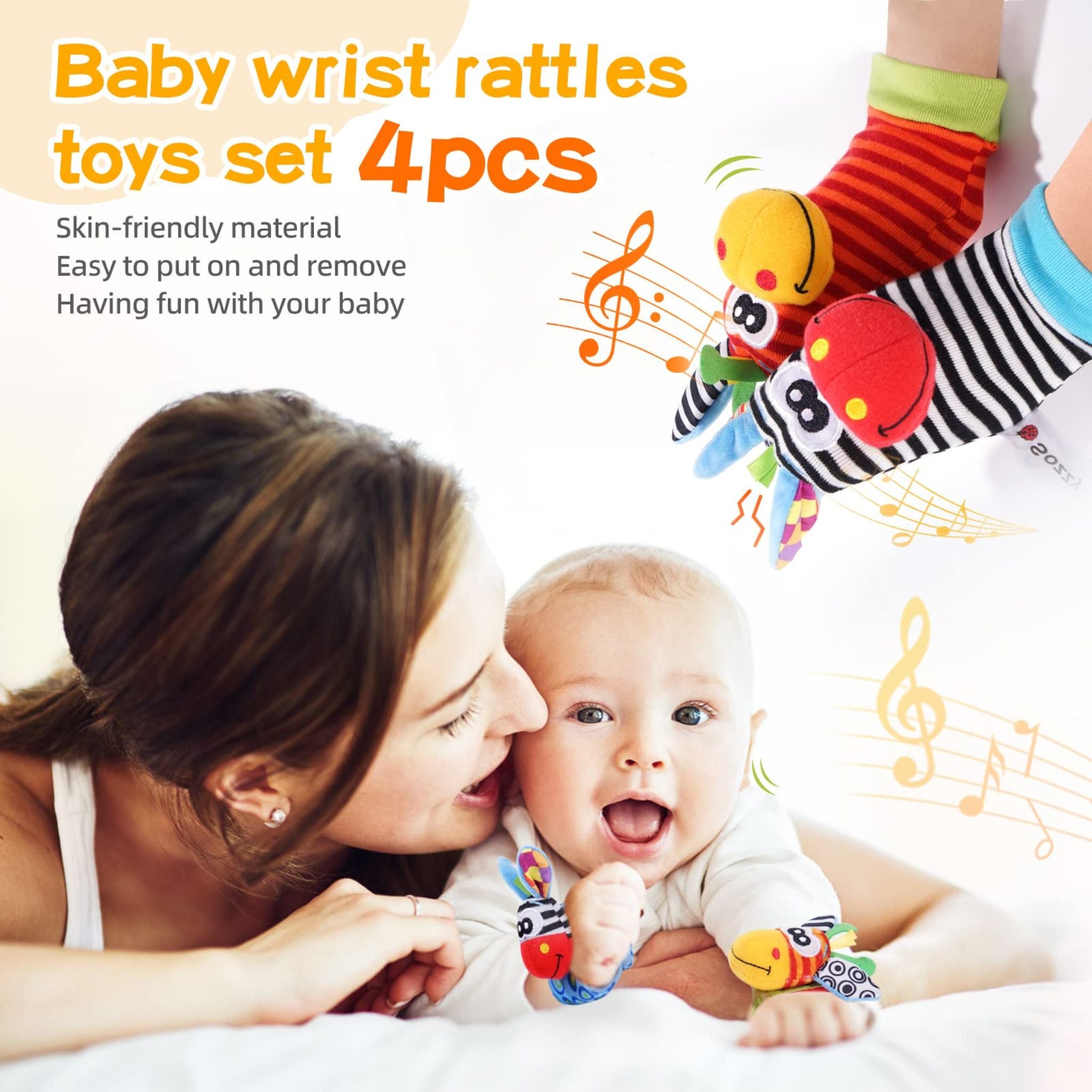 Baby Rattle Socks Set - Soft and Musical