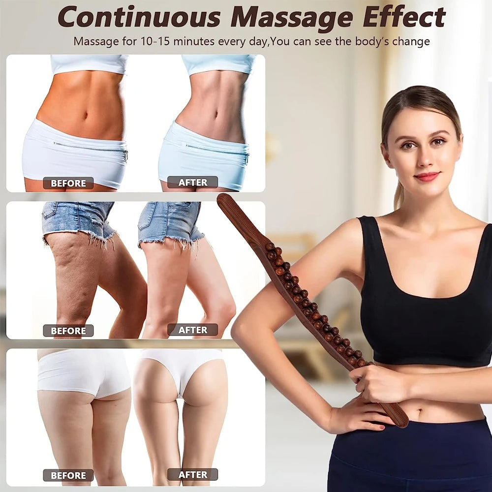 Wooden Gua Sha Stick - Relaxa - Back Shoulder Massage - Fat Burning Tool