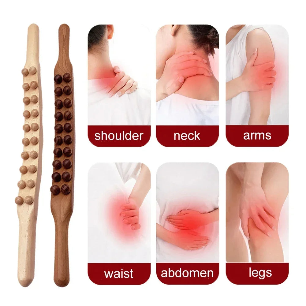 Wooden Gua Sha Stick - Relaxa - Back Shoulder Massage - Fat Burning Tool