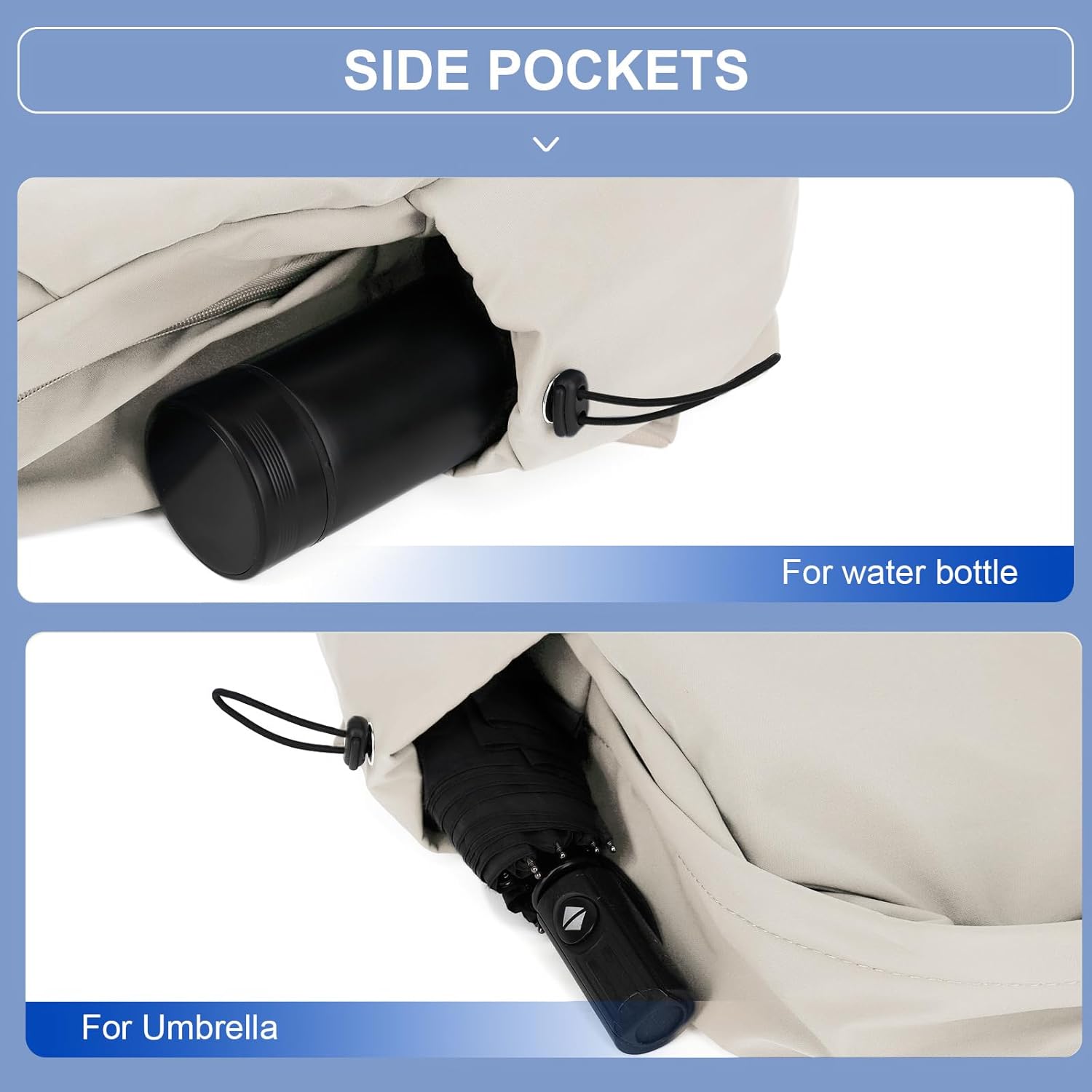 Lightweight, water-repellent laptop and travel bag with organised compartments