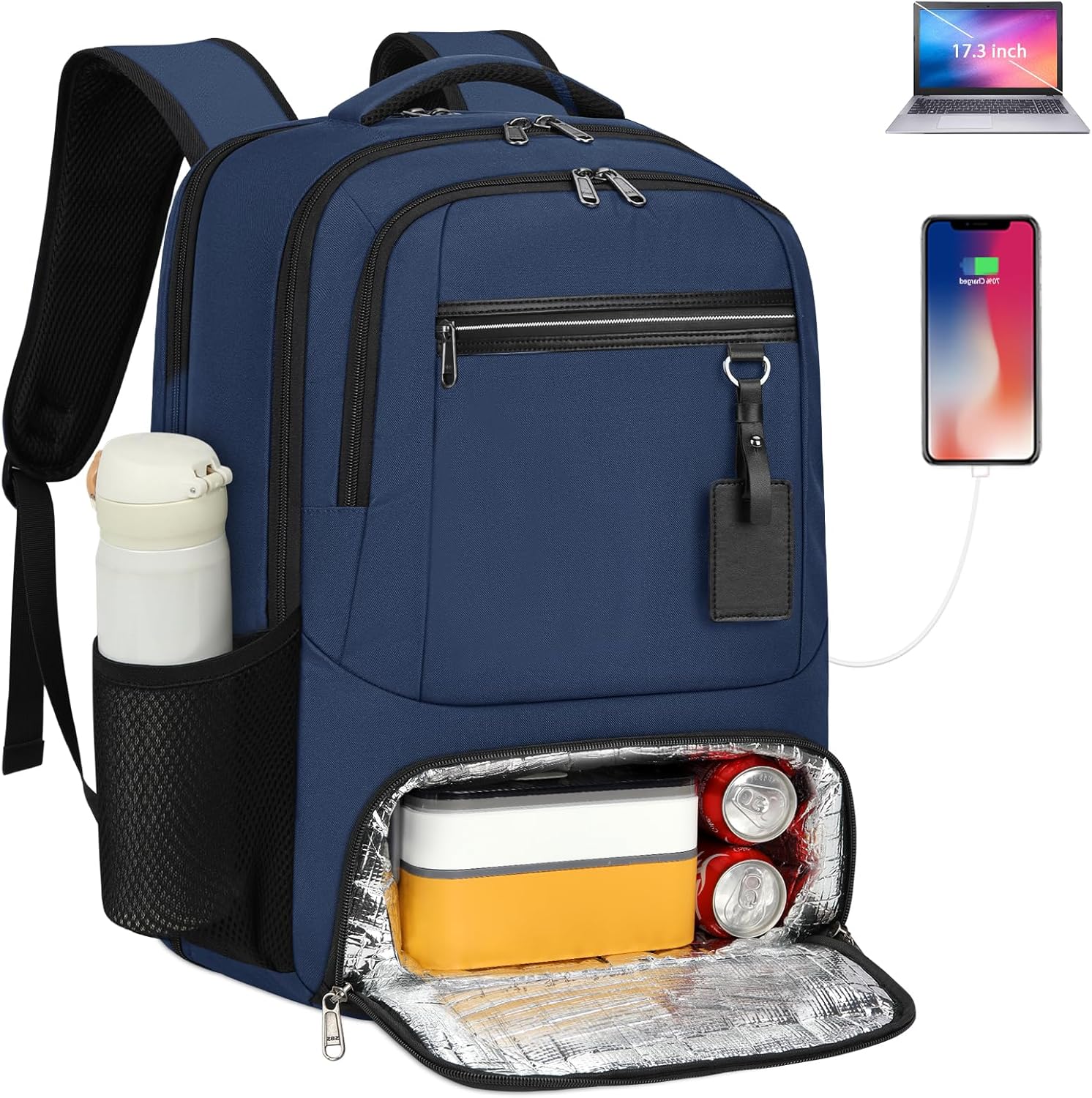 Waterproof Laptop and Lunch Backpack with USB Port – Multi-Compartment Travel Bag