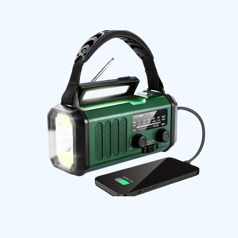 10000mAh Emergency Radio | Solar Power & Hand Crank | AM/FM | SOS Alarm