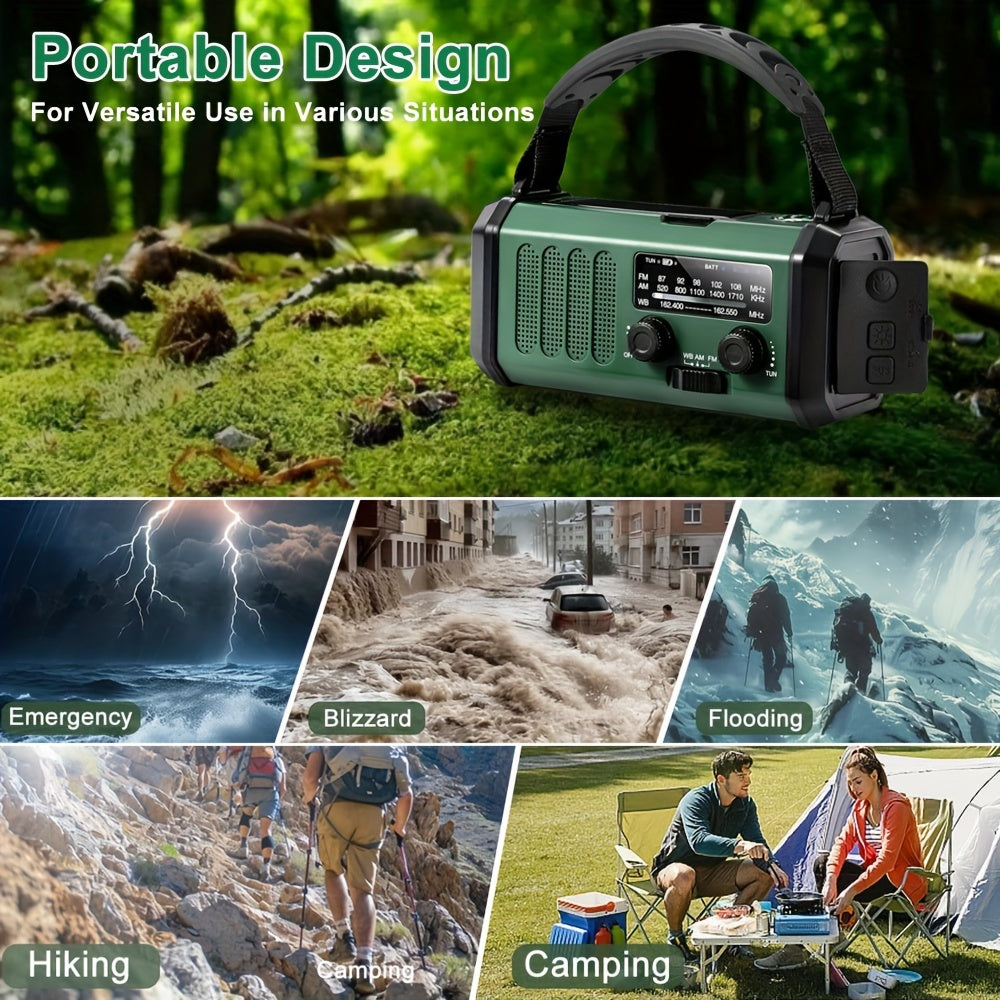 10000mAh Emergency Radio | Solar Power & Hand Crank | AM/FM | SOS Alarm