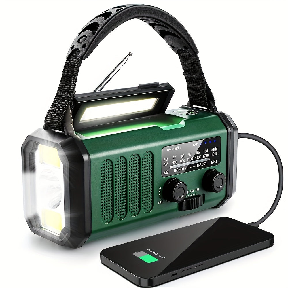 10000mAh Emergency Radio | Solar Power & Hand Crank | AM/FM | SOS Alarm