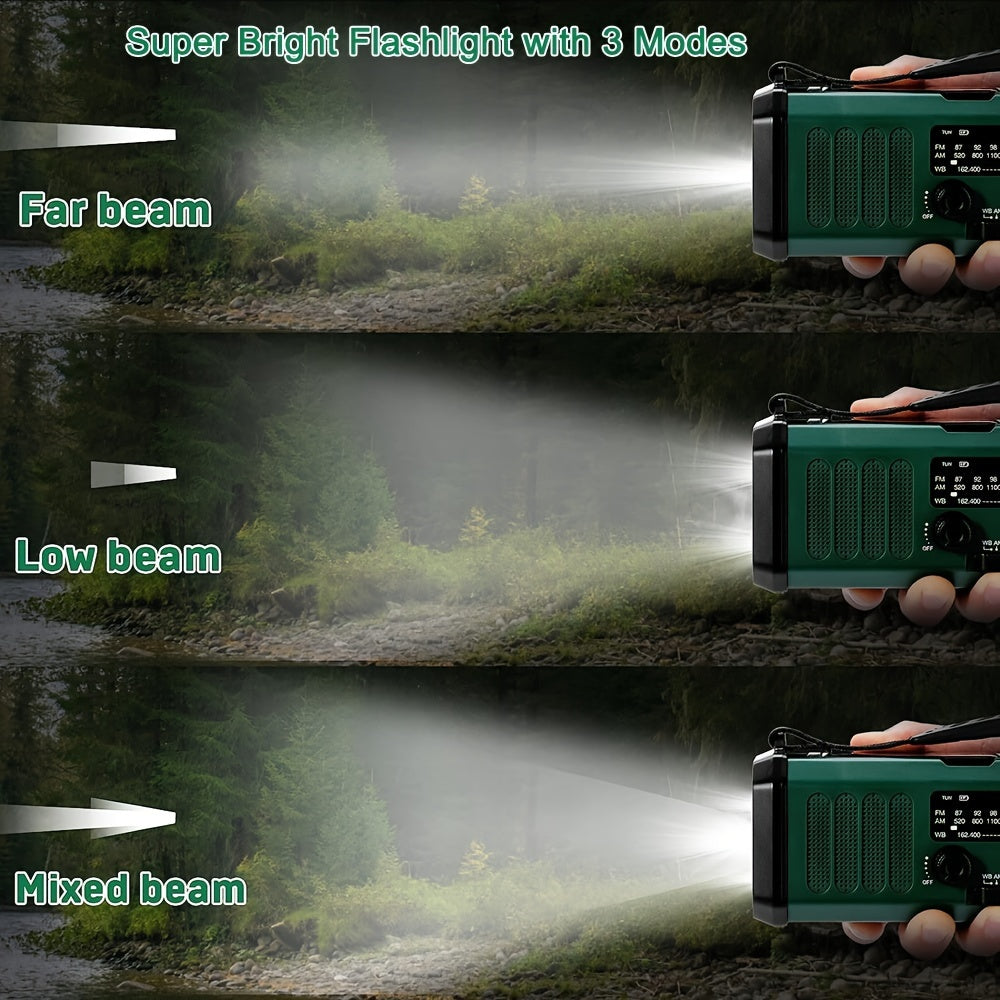 10000mAh Emergency Radio | Solar Power & Hand Crank | AM/FM | SOS Alarm